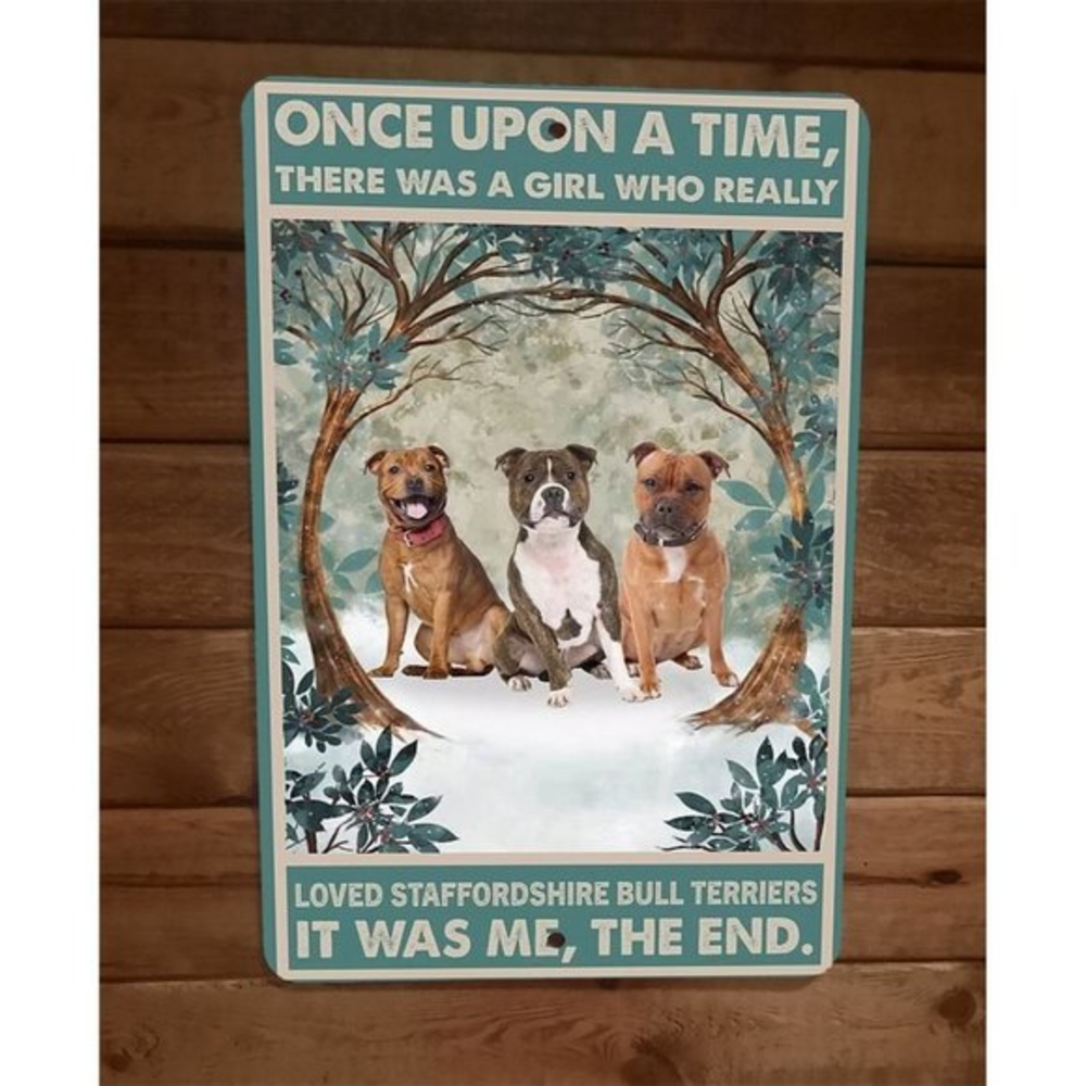 Once Was a Girl That Loved Bull Terrier Dogs 8x12 Metal Wall Sign Animal Poster